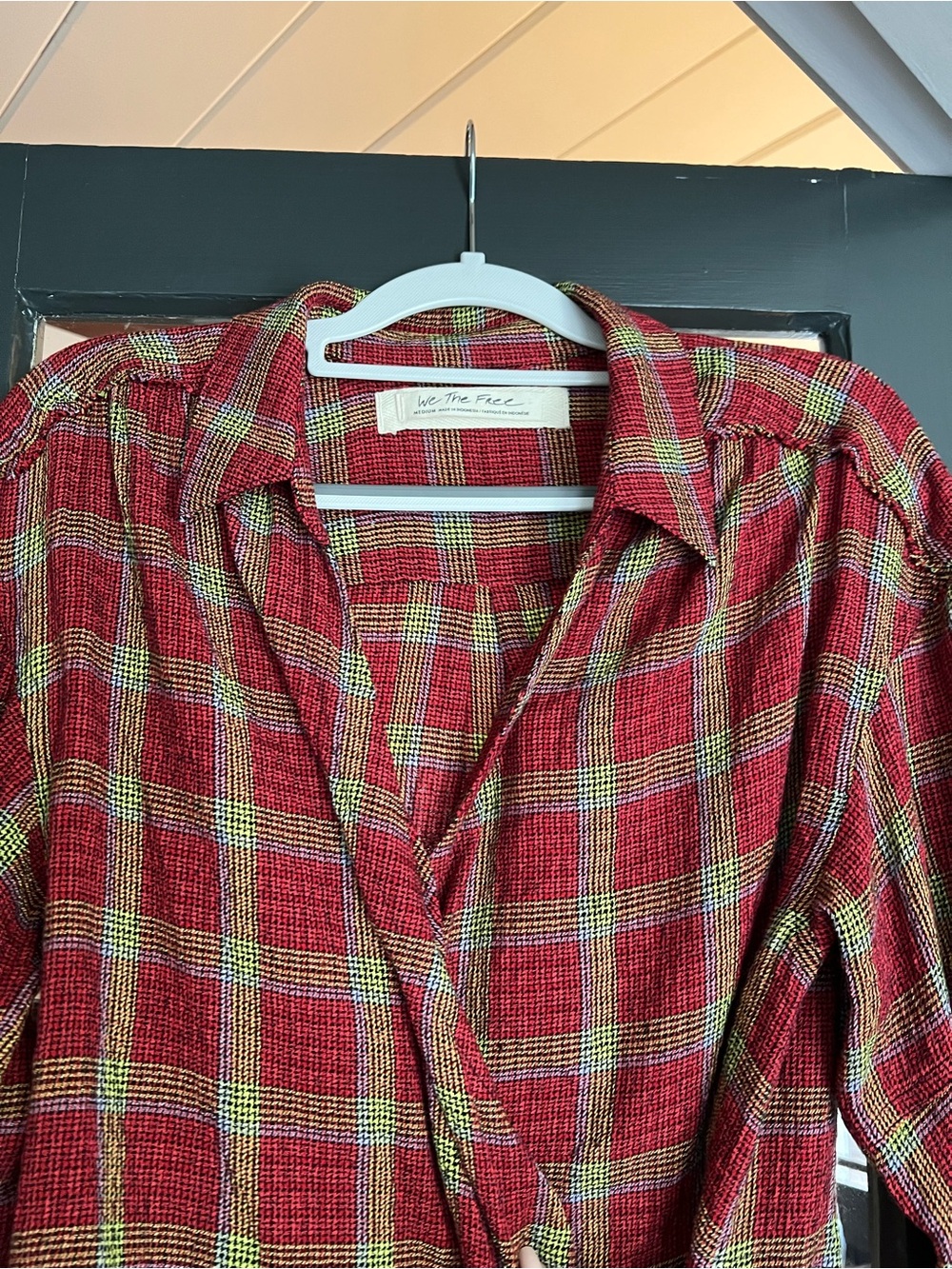 FREE PEOPLE We the Free Running Wild Red Plaid Wrap Shirt - Picture 8 of 11